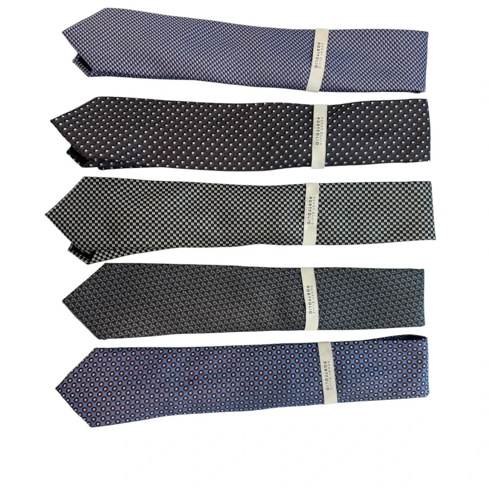 Perry Ellis Portfolio Men's Ties Classic business office casual Necktie Lot of 5